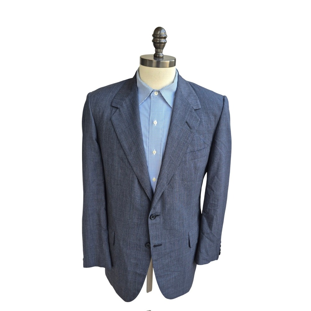 Oxxford Clothes Aristocrat Kingscourt Blazer Grey Blue Glen Plaid Sz 40 R VTG